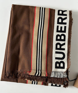 NWT $470 Burberry Cotton Scarf  Dark Birch Brown 185 cm x 100 cm 8067362 Italy
