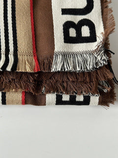 NWT $470 Burberry Cotton Scarf  Dark Birch Brown 185 cm x 100 cm 8067362 Italy