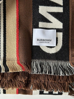 NWT $470 Burberry Cotton Scarf  Dark Birch Brown 185 cm x 100 cm 8067362 Italy