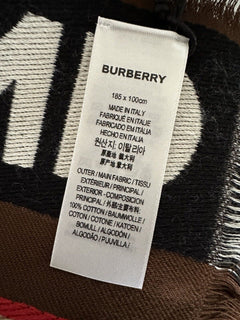 NWT $470 Burberry Cotton Scarf  Dark Birch Brown 185 cm x 100 cm 8067362 Italy