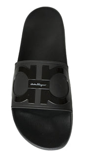 NIB Salvatore Ferragamo Groove Men's Rubber Slide Sandals Black 9 US 0689004 IT