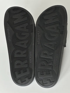 NIB Salvatore Ferragamo Groove Men's Rubber Slide Sandals Black 9 US 0689004 IT