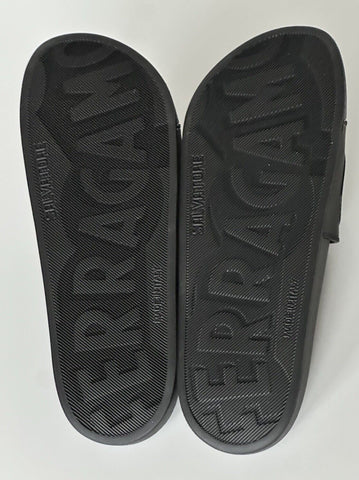 NIB Salvatore Ferragamo Groove Men's Rubber Slide Sandals Black 9 US 0689004 IT