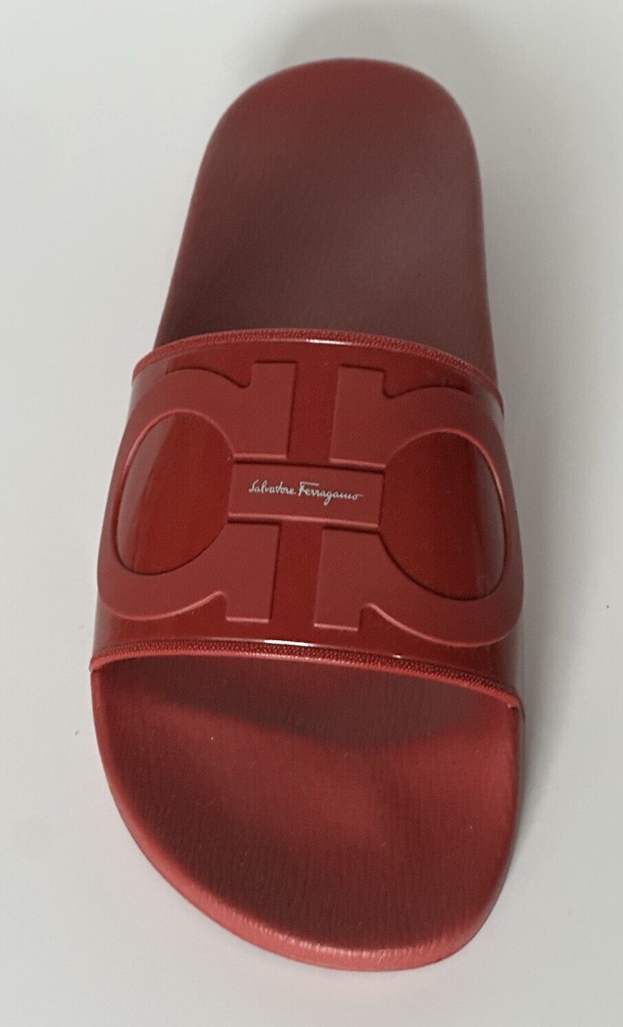 NIB Salvatore Ferragamo Groove Men's Rubber Slide Sandals Red 10 US 0751899 IT