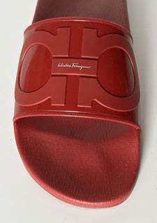 NIB Salvatore Ferragamo Groove Men's Rubber Slide Sandals Red 9 US 0751899 IT