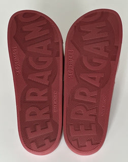NIB Salvatore Ferragamo Groove Men's Rubber Slide Sandals Red 9 US 0751899 IT