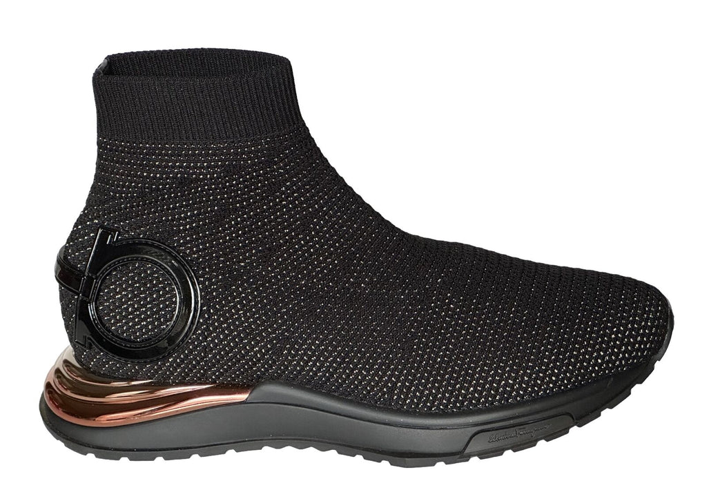 NIB Salvatore Ferragamo Women's High-top Sock Sneakers Black 10 US (40) 0756164