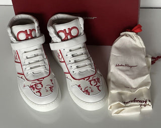 NIB Salvatore Ferragamo High Top Sneakers White Size 10 US 0756261 Made in Italy