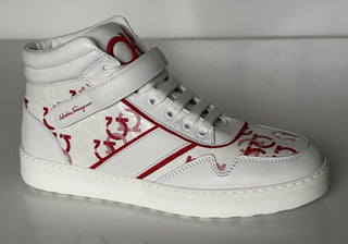 NIB Salvatore Ferragamo High Top Sneakers White Size 10 US 0756261 Made in Italy
