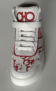 NIB Salvatore Ferragamo High Top Sneakers White Size 10 US 0756261 Made in Italy