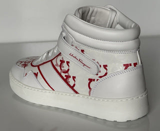 NIB Salvatore Ferragamo High Top Sneakers White Size 10 US 0756261 Made in Italy