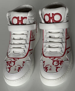 NIB Salvatore Ferragamo High Top Sneakers White Size 10 US 0756261 Made in Italy