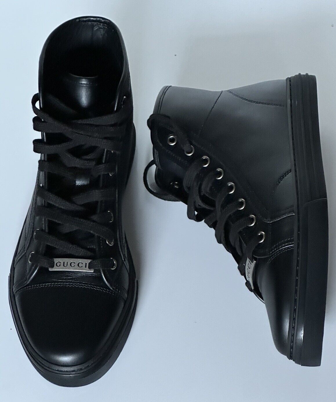 NIB Gucci Leather Black High-top Sneakers 7.5 US (Gucci 7G) 423300 IT
