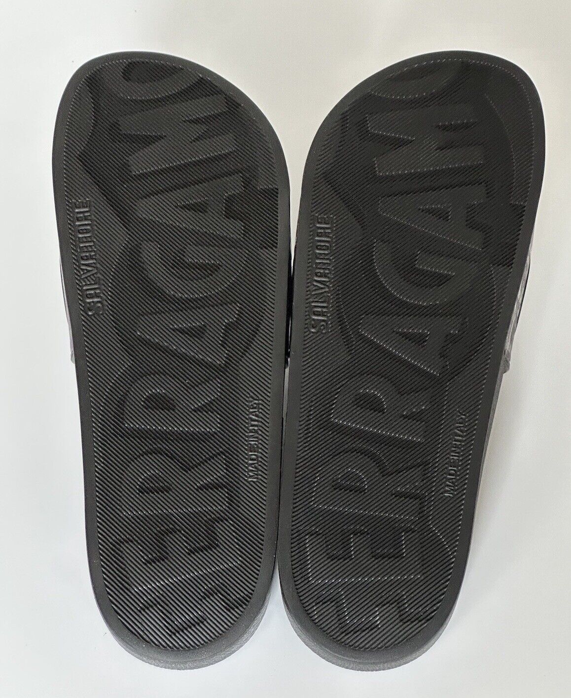 NIB Salvatore Ferragamo Groove Men's Rubber Slide Sandals Black 13 US 075072 IT