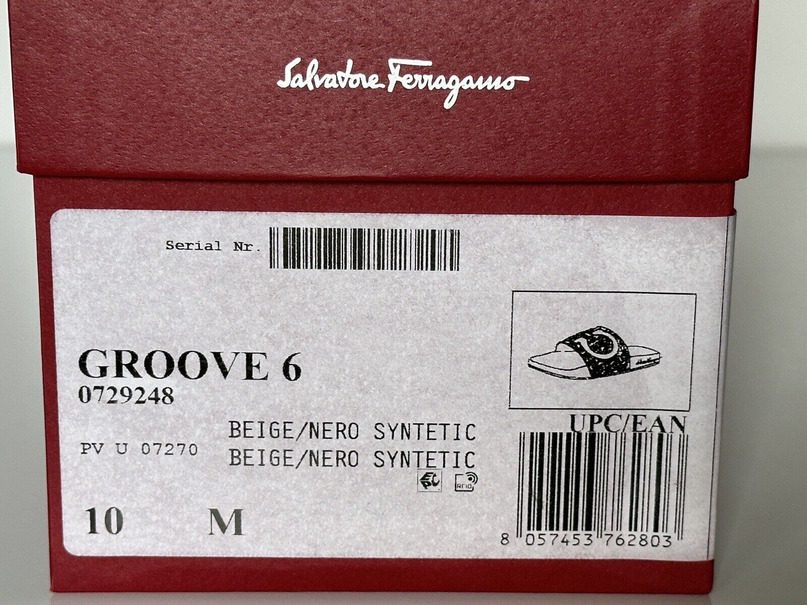 NIB Salvatore Ferragamo Groove Men's Rubber Slide Sandals Black 10 US 0729248 IT