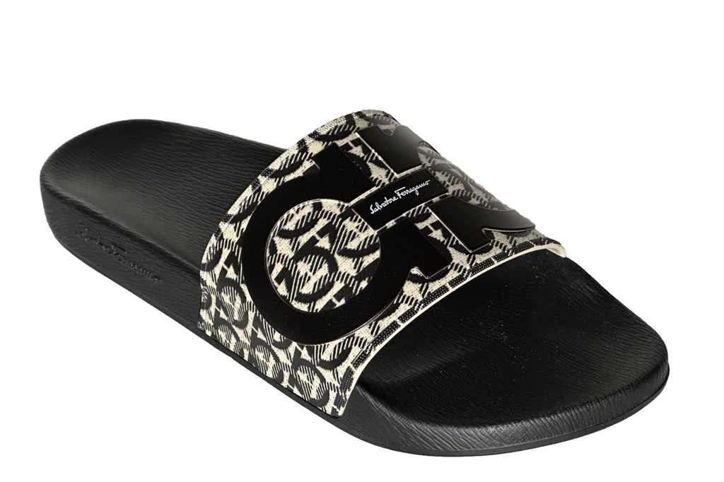 NIB Salvatore Ferragamo Groove Men's Rubber Slide Sandals Black 12 US 0729248 IT