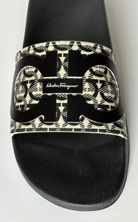 NIB Salvatore Ferragamo Groove Men's Rubber Slide Sandals Black 12 US 0729248 IT