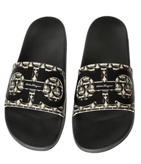 NIB Salvatore Ferragamo Groove Men's Rubber Slide Sandals Black 12 US 0729248 IT