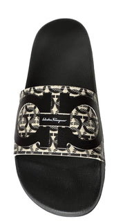 NIB Salvatore Ferragamo Groove Men's Rubber Slide Sandals Black 12 US 0729248 IT