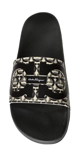 NIB Salvatore Ferragamo Groove Men's Rubber Slide Sandals Black 12 US 0729248 IT