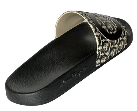 NIB Salvatore Ferragamo Groove Men's Rubber Slide Sandals Black 12 US 0729248 IT