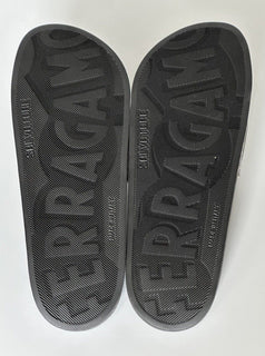 NIB Salvatore Ferragamo Groove Men's Rubber Slide Sandals Black 12 US 0729248 IT