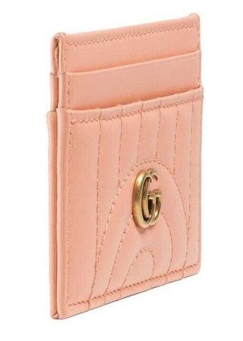 NWT Gucci Marmont GG Leather Card Case Pink Made in Italy 443127
