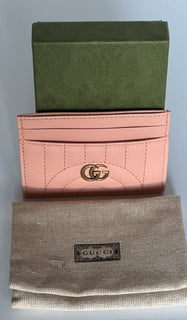 NWT Gucci Marmont GG Leather Card Case Pink Made in Italy 443127