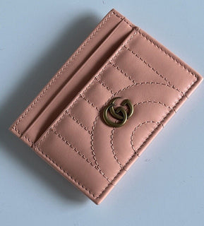 NWT Gucci Marmont GG Leather Card Case Pink Made in Italy 443127