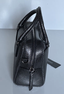 NWT $1775 Versace Bowling Calf Leather Metallic Gray Small Shoulder Bag 1011783
