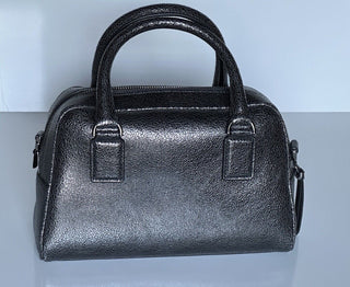 NWT $1775 Versace Bowling Calf Leather Metallic Gray Small Shoulder Bag 1011783