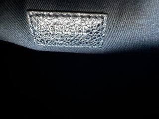 NWT $1775 Versace Bowling Calf Leather Metallic Gray Small Shoulder Bag 1011783
