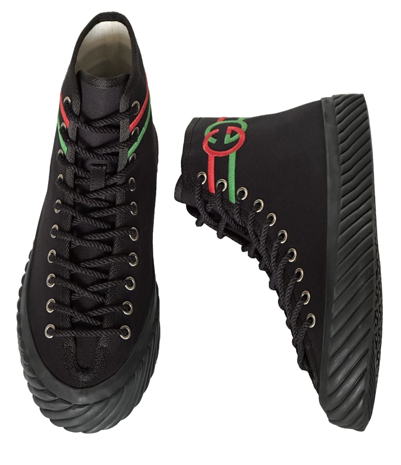 NIB Gucci Fabric Black High-top Sneakers 12.5 US (Gucci 11.5) 703033 Spain