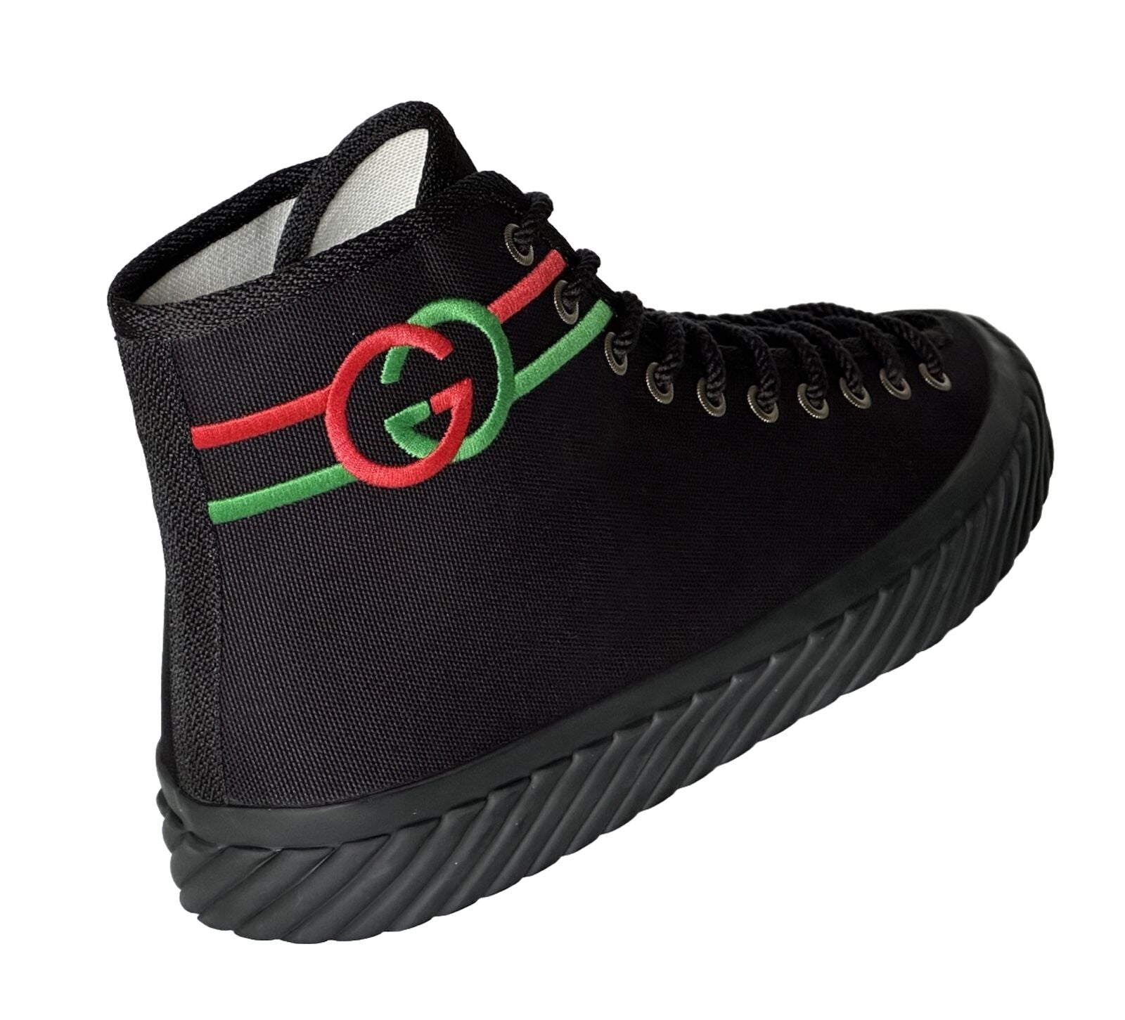 NIB Gucci Fabric Black High-top Sneakers 12.5 US (Gucci 11.5) 703033 Spain