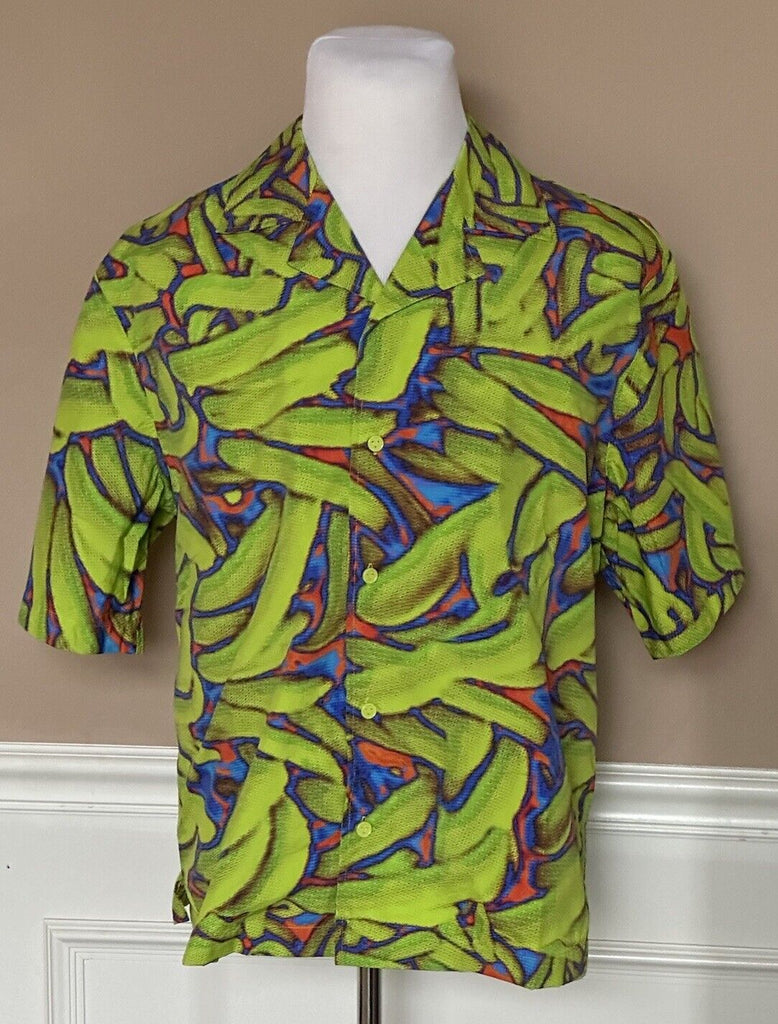 NWT $1050 Bottega Veneta Men’s Technical Hagihara Print Green Shirt 40 US 656849