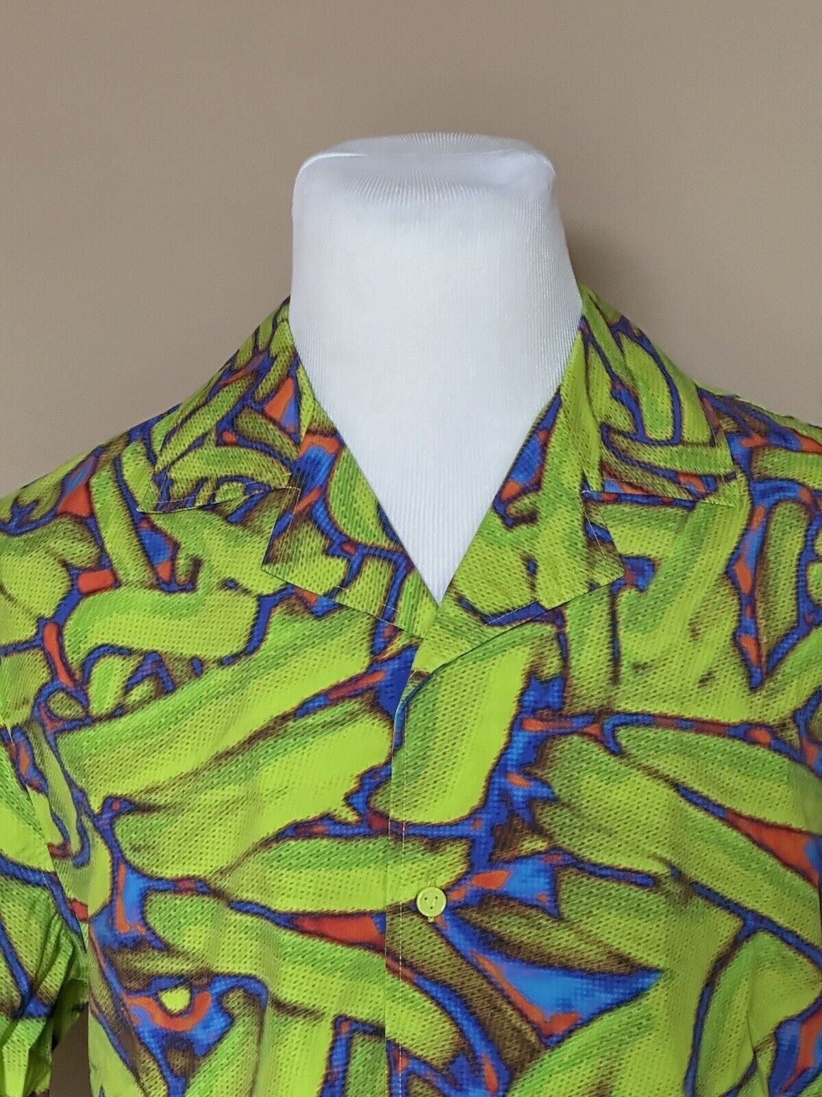 NWT $1050 Bottega Veneta Men’s Technical Hagihara Print Green Shirt 40 US 656849