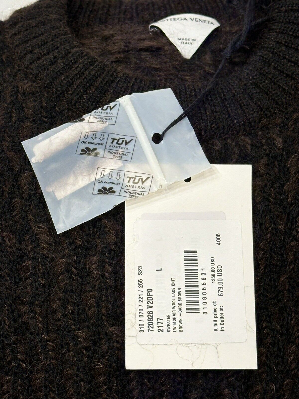 NWT $1350 Bottega Veneta Wool/Mohair Pullover Sweater Large 720826 Italy