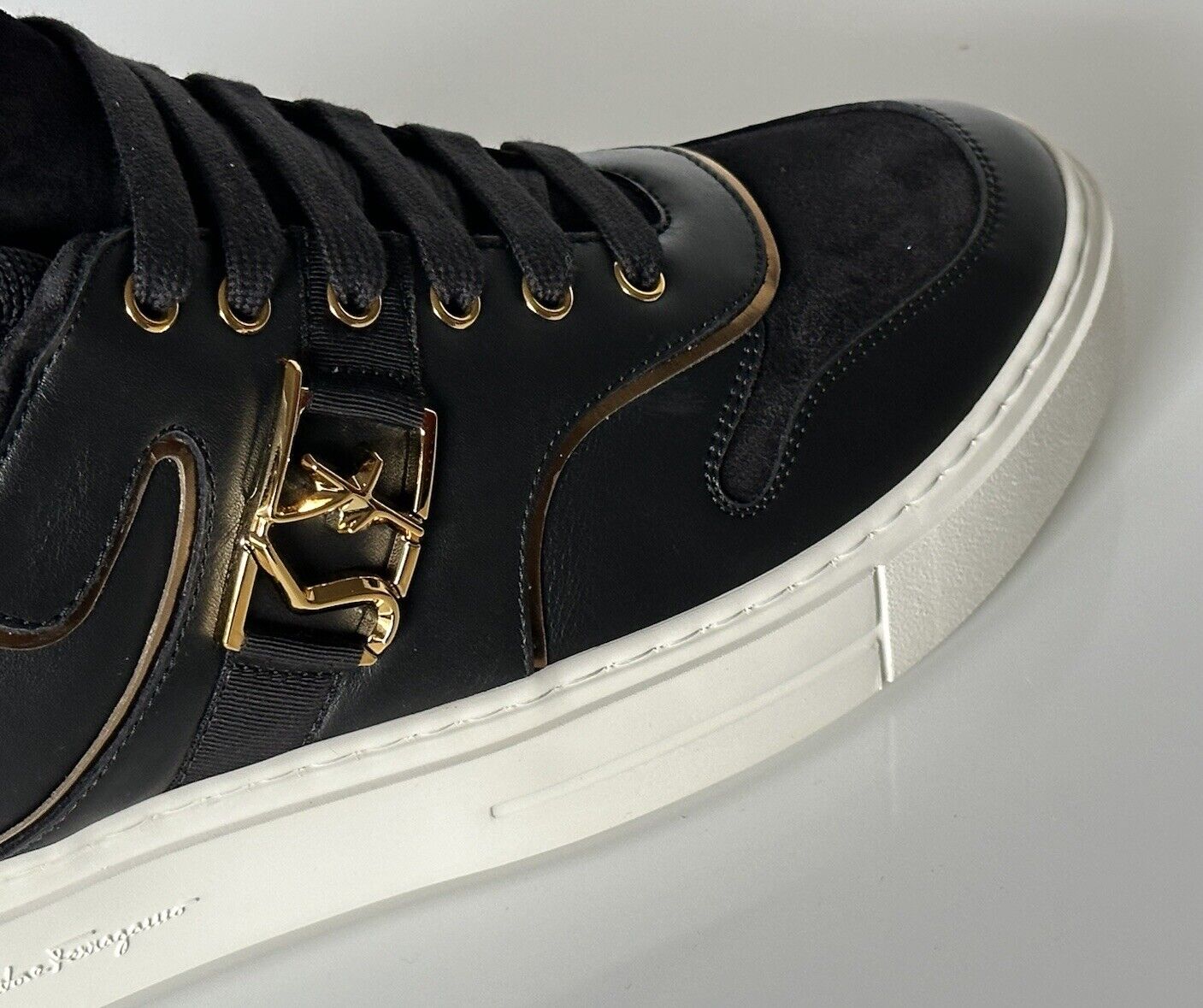 NIB Salvatore Ferragamo Men's Black Suede/Leather Sneakers 12M US IT 0747114