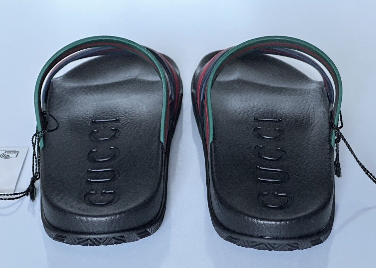 NIB Gucci Women's Rubber Slide Sandals Green/Red/Blue 11 US (Gucci 10) 692381 IT