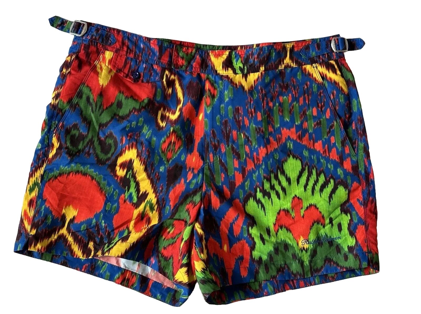 NWT $395 Polo Ralph Lauren Purple Label Men's Multicolor Swim Shorts L Portugal