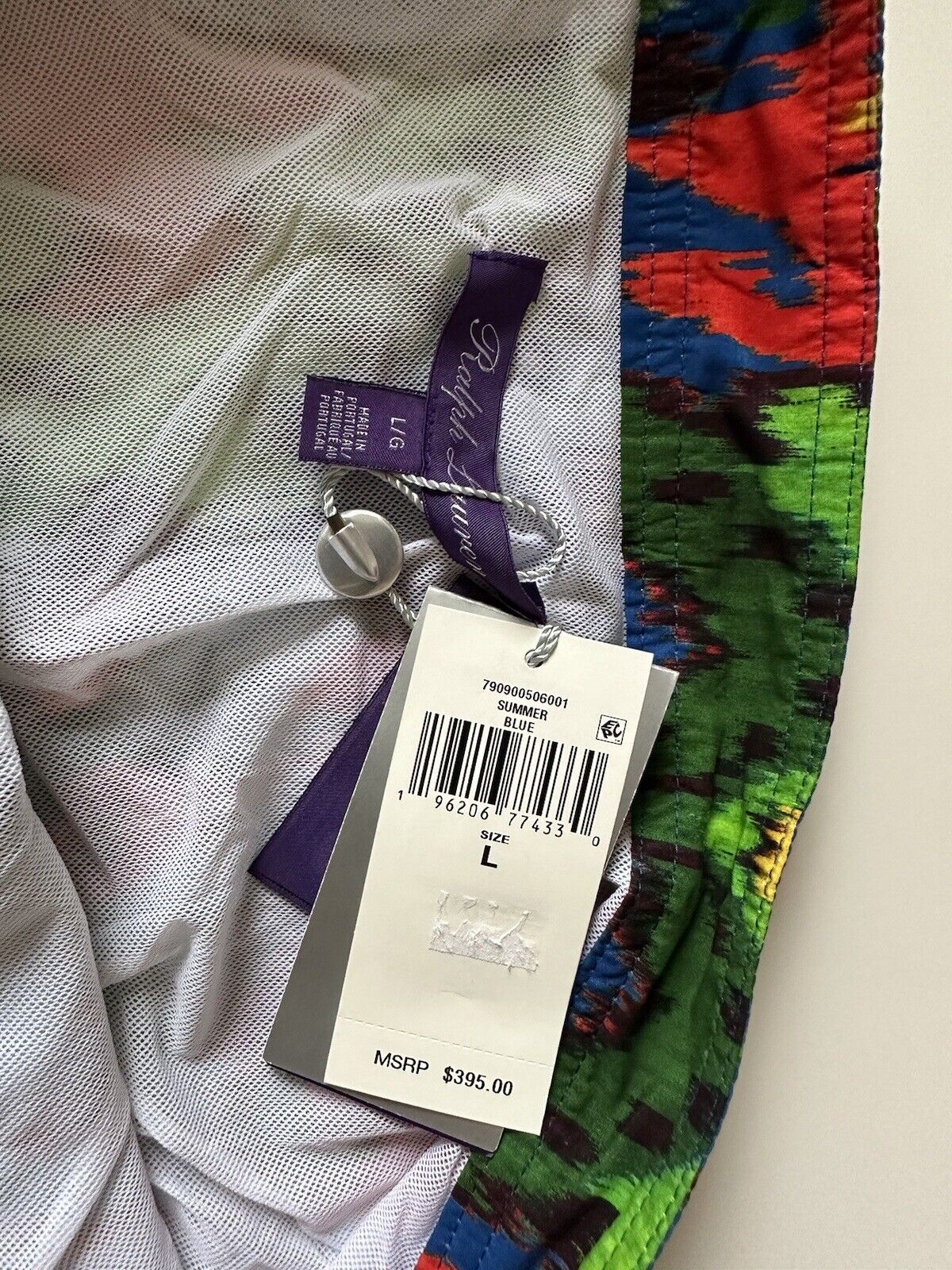 NWT $395 Polo Ralph Lauren Purple Label Men's Multicolor Swim Shorts L Portugal