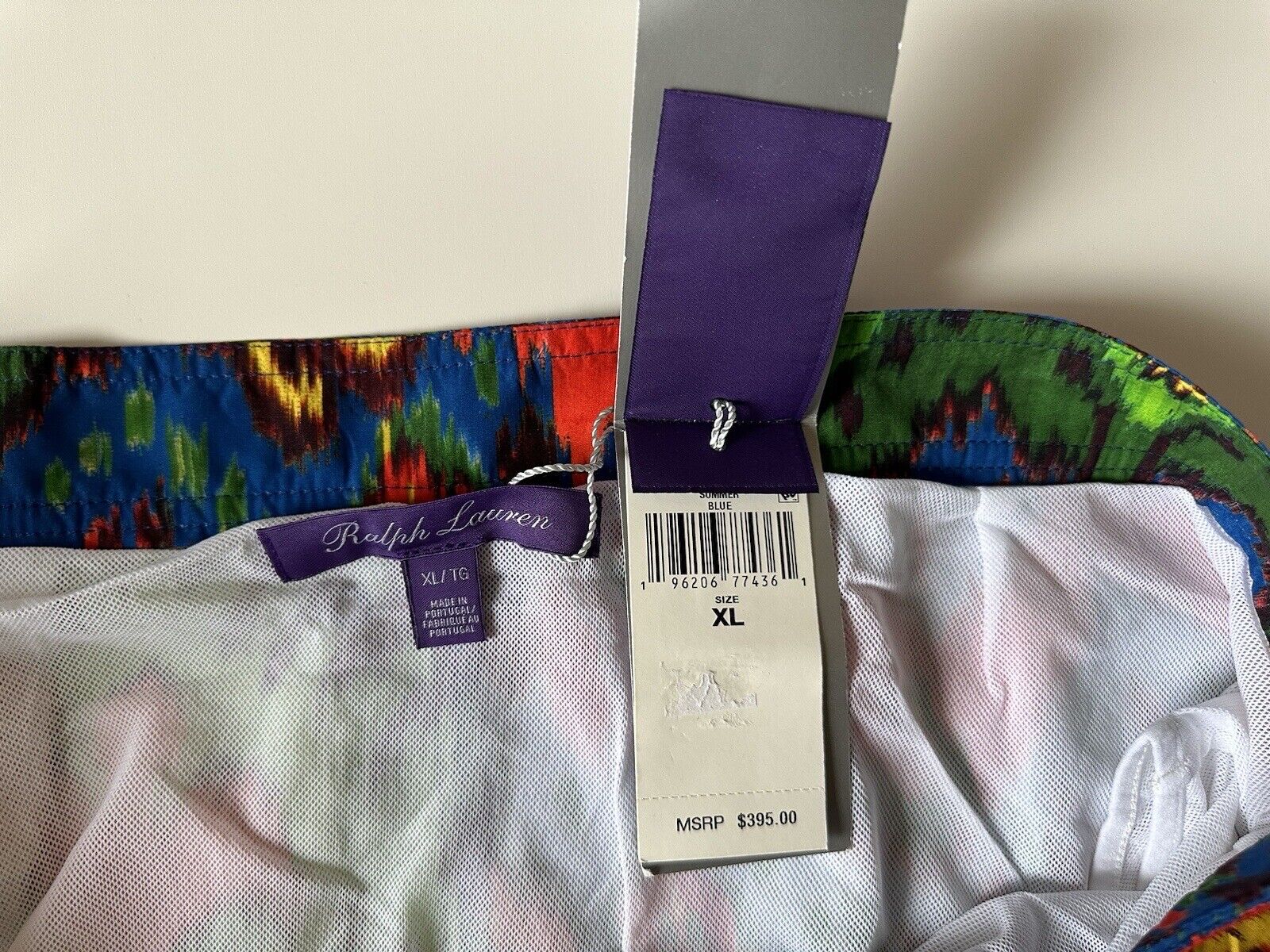 NWT $395 Polo Ralph Lauren Purple Label Men's Multicolor Swim Shorts XL Portugal