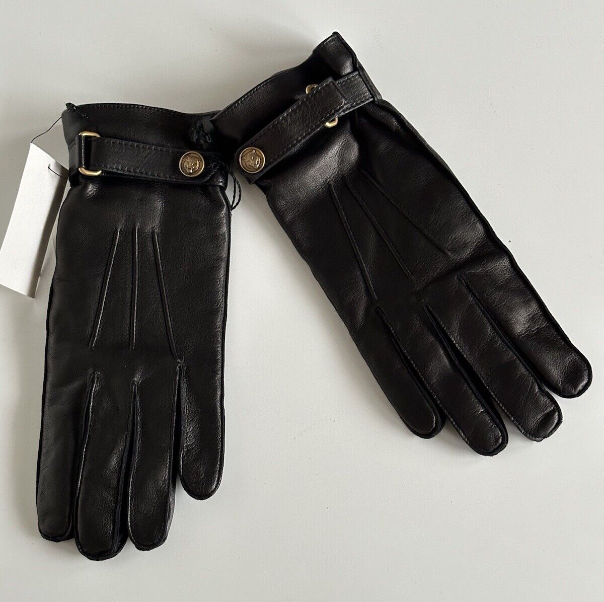 NWT $630 Gucci  Anger Cat Women's Leather Gloves Black Size 9 Italy 475379