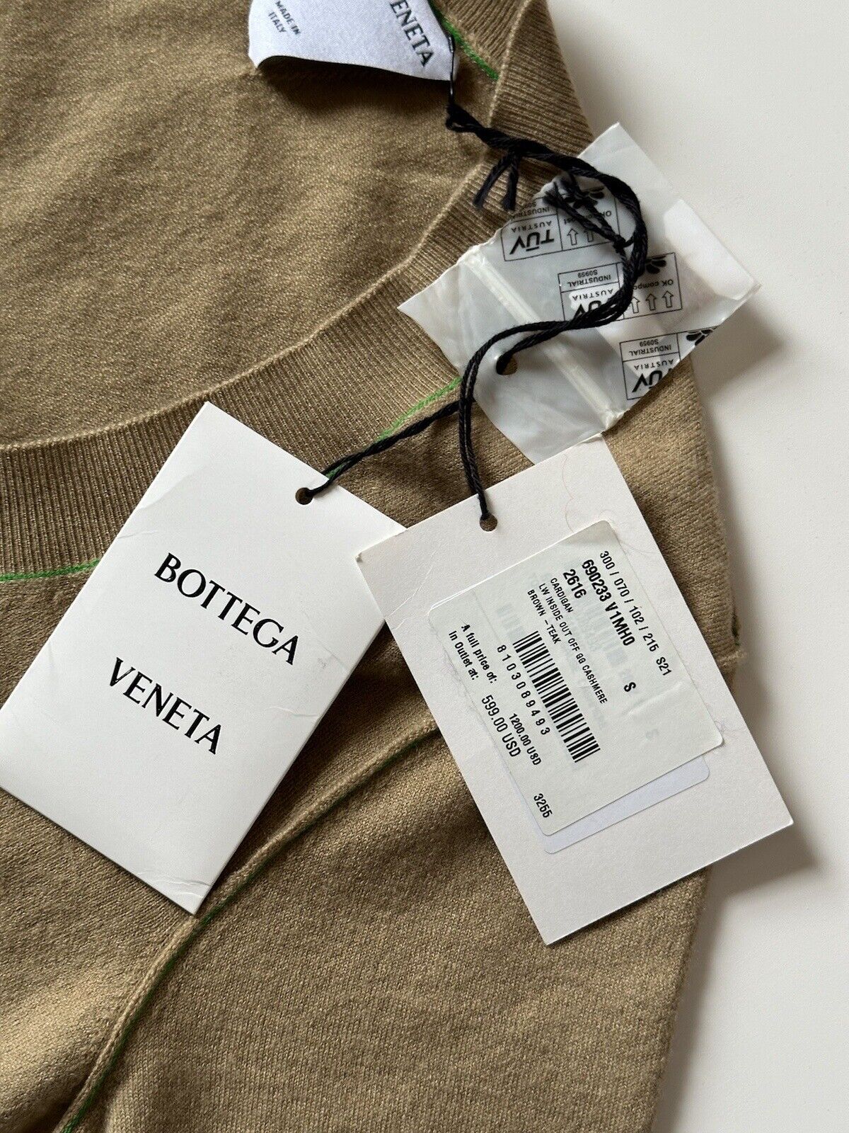 NWT $1200 Bottega Veneta Women's Cashmere Brown Top Size Small 690233 Italy