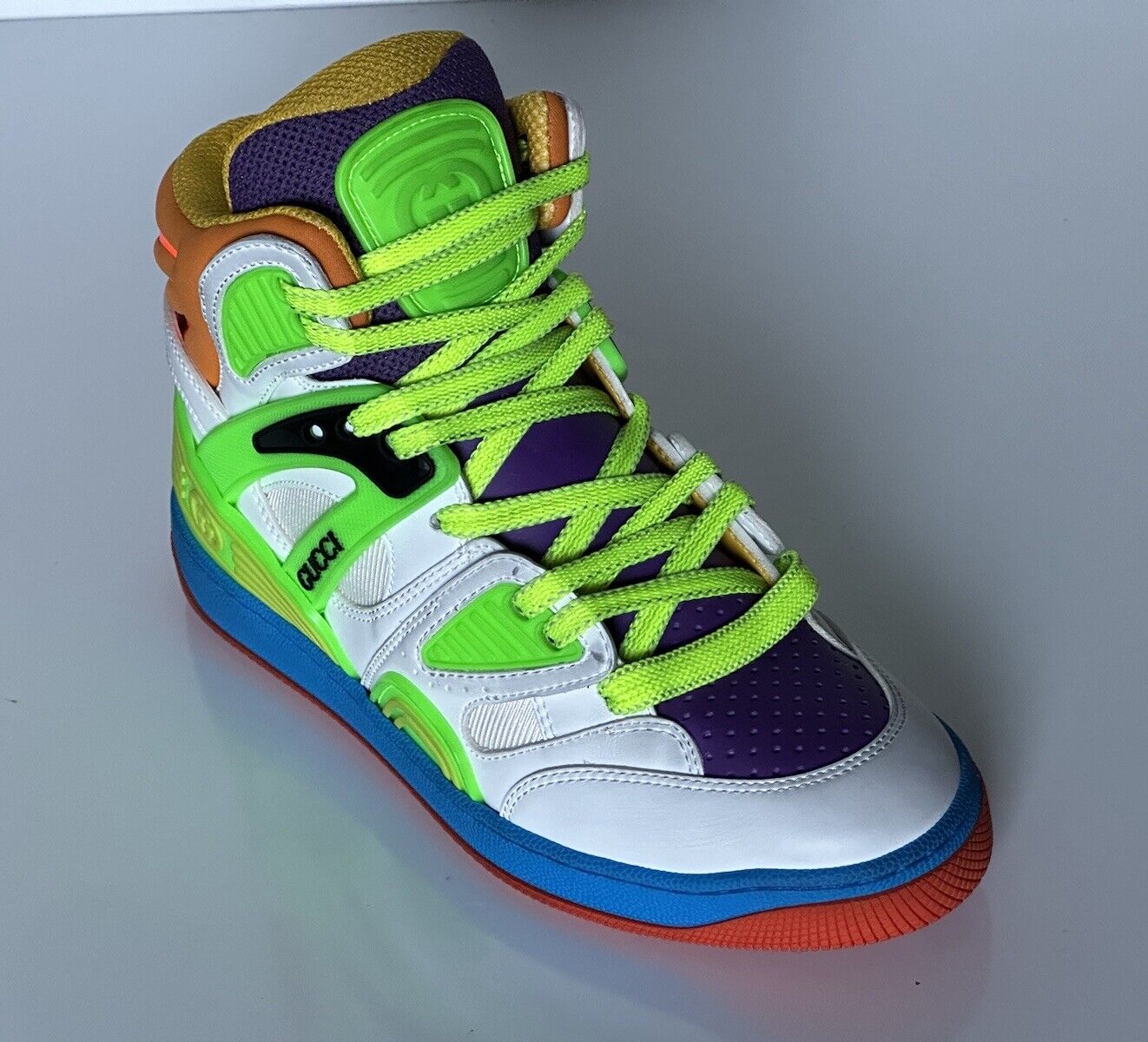 NIB Gucci Demetra Leather Multicolor High-top Sneakers 6 US (36 Euro) 661310 IT