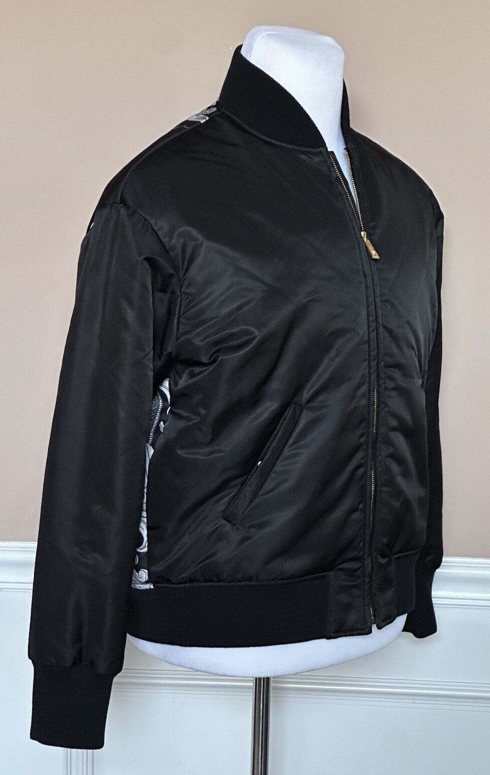 NWT $1990 Versace Medusa Print Women's Blouson Nylon Jacket Black 6 US (40 Euro)