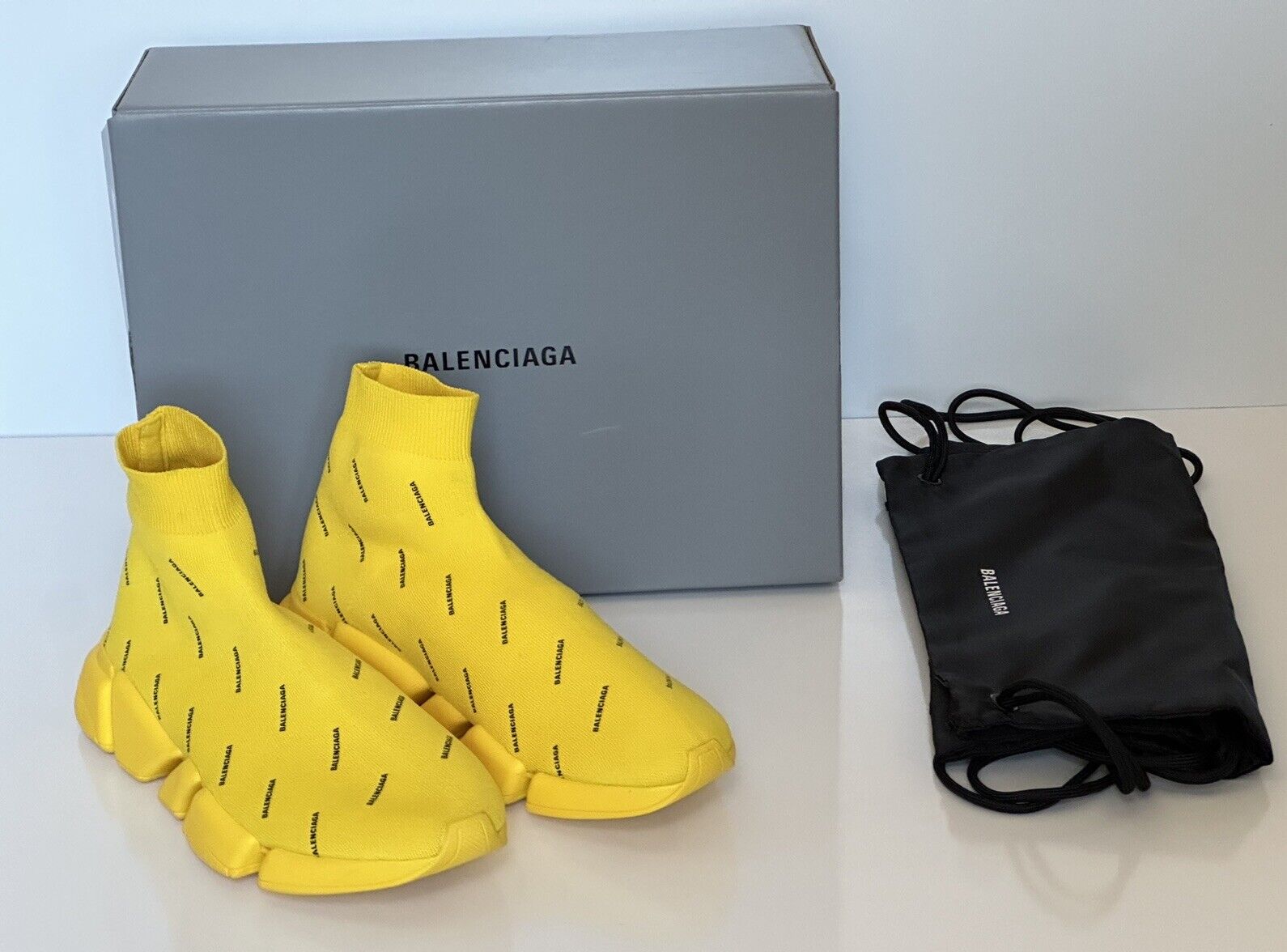 NIB $995 Balenciaga Men's Chunky Yellow/Black Sock Sneakers 9 US (42) 617329 IT