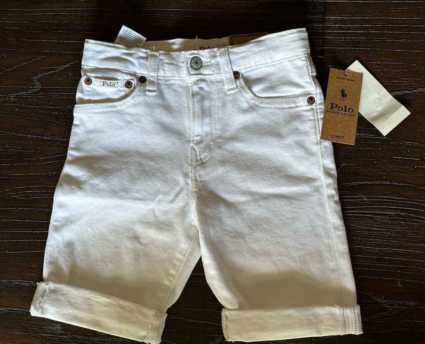 NWT Polo Ralph Lauren Little Boy's Sullivan Slim-Stretch Denim Shorts White 6