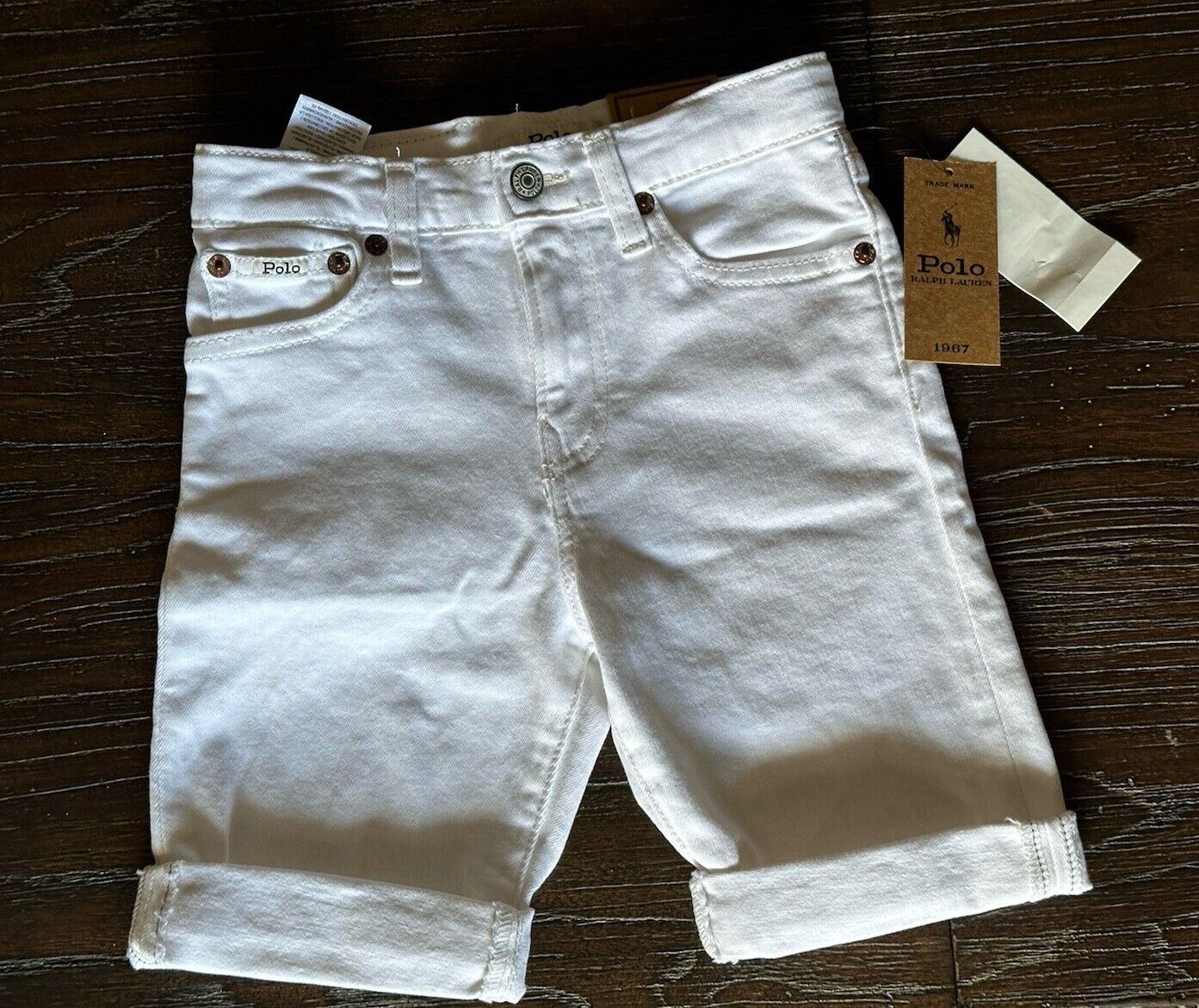 NWT Polo Ralph Lauren Little Boy's Sullivan Slim-Stretch Denim Shorts White 6