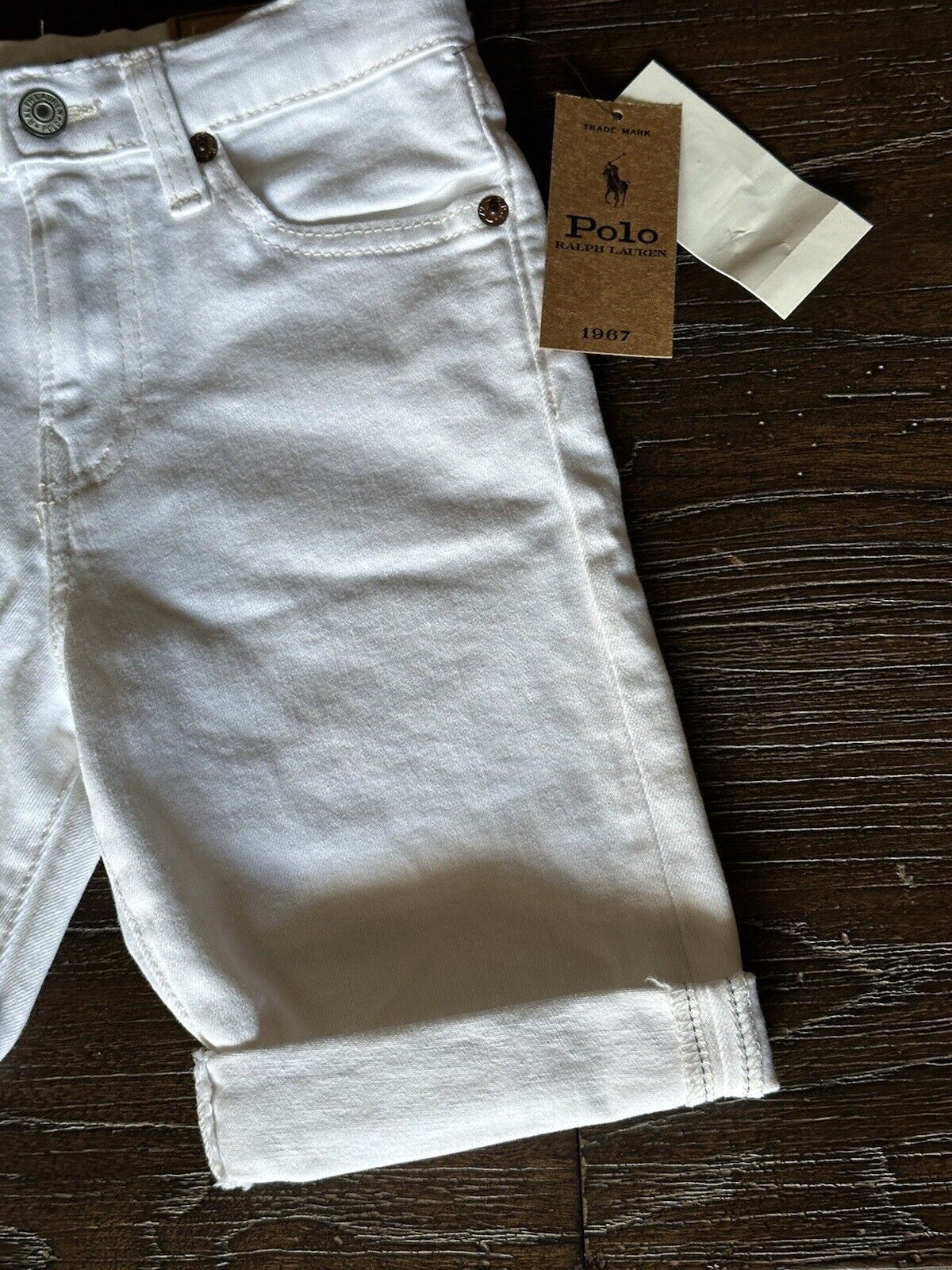 NWT Polo Ralph Lauren Little Boy's Sullivan Slim-Stretch Denim Shorts White 6